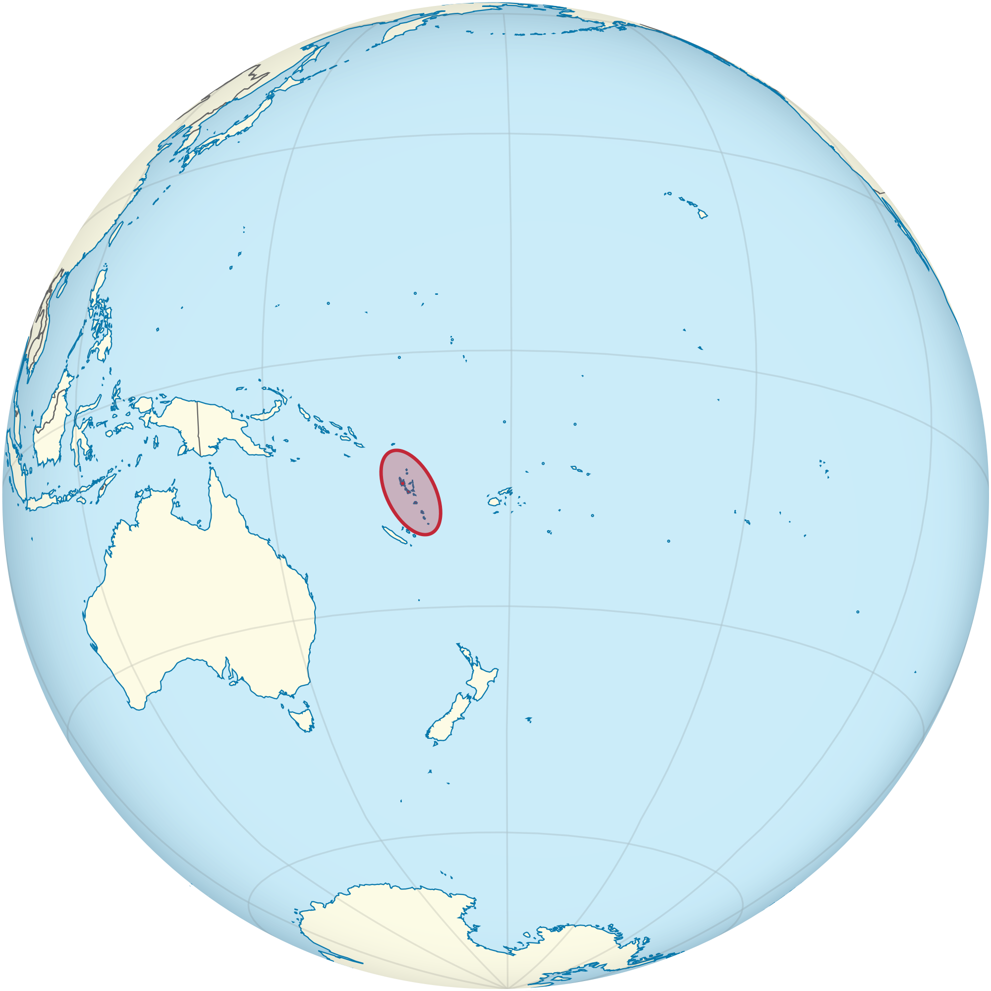 Vanuatu on the globe